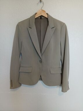 Express Tailored Tan Taupe Single-Button Blazer Fitted Suit Jacket Size 2